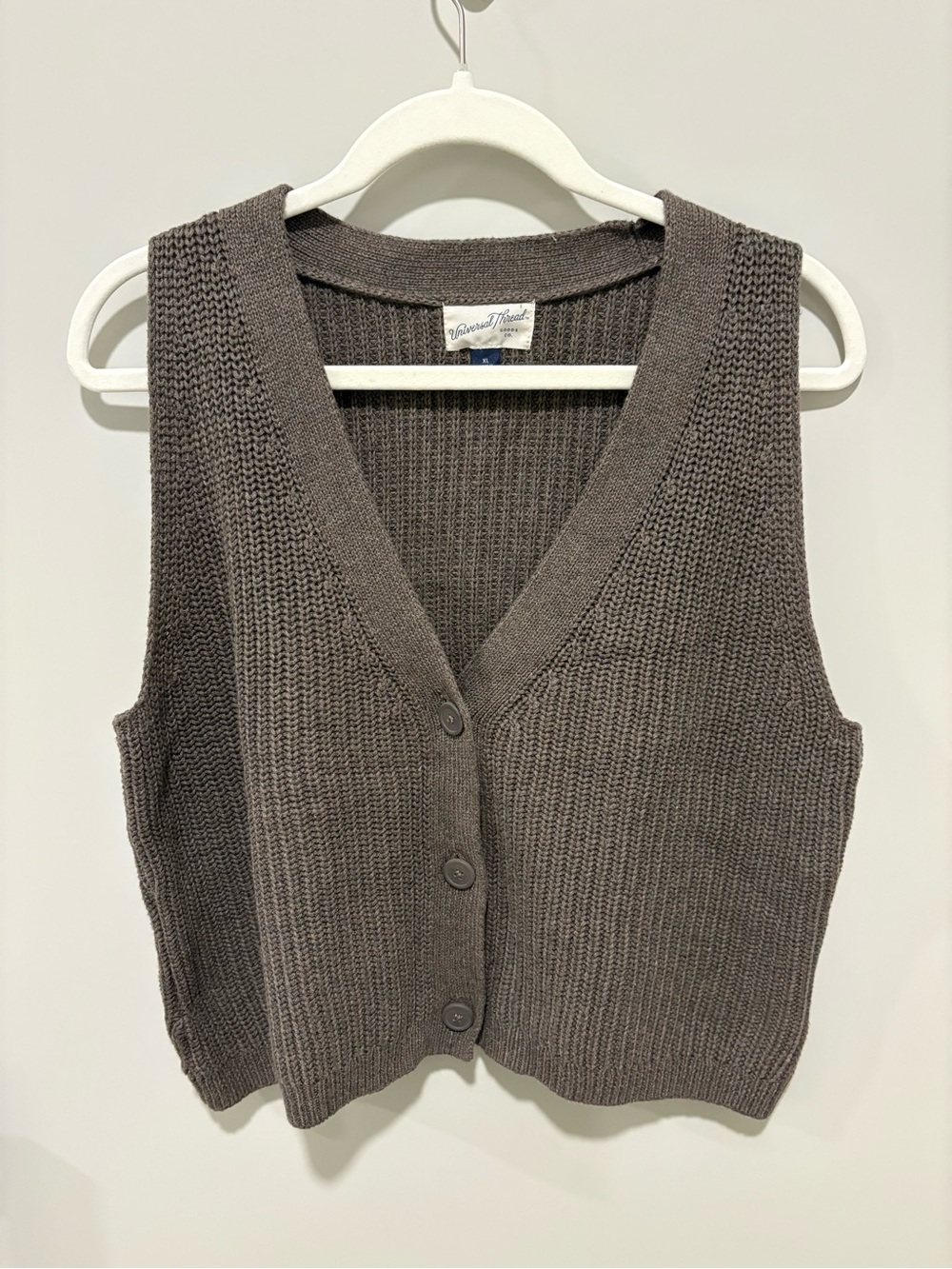 Universal Thread Brown V-Neck Button Front Knit Sweater Vest